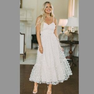 Mable White Butterfly Applique Dress